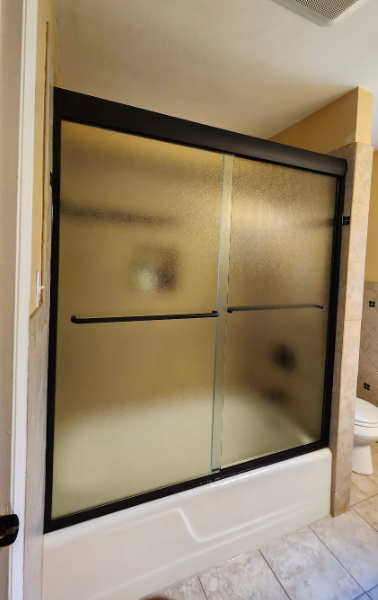 This glass is called Stippolyte! It is a very close match to Pattern 62 Obscure glass, but it's manufactured in 10mm thickness to accommodate a frameless or semi-frameless shower enclosure.